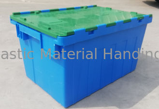 Customization 35kg Loading Plastic Tote Box Attached Lid Container Stacking Nesting