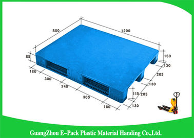 پالت پلاستیکی 1200 * 800 میلی متر آبی با سه رانر، پالت پلاستیکی اسکید ویرجین HDPE