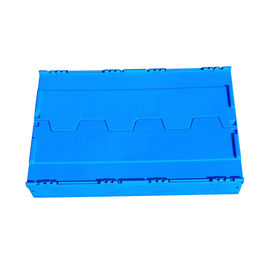 جعبه پلاستیکی تاشو لجستیک 600*400*368 میلی‌متر درب وصل شده رنگ آبی