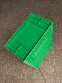 ظروف ذخیره سازی پلاستیکی قابل انباشته شدن ویرجین پلی اتیلن سبز ویرجین 600*400*230 میلی متر نوار نقاله و سیستم مرتب سازی اندازه استاندارد