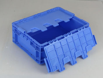 درب های لولایی جعبه های ظروف ذخیره سازی پلاستیکی رنگ آبی انباشته چرخش